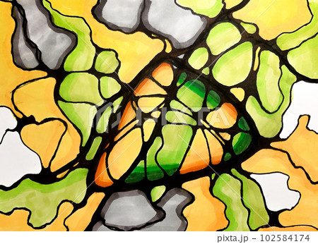 Neurographic drawing, relaxation for body and brain. Mental health of soul and body, neurolines, neural connections. psychological technique, psychology. Black marker pen on a multicolored drawing. Neurographic drawing, relaxation for body and brain. Mental health of soul and body, neurolines, neural connections. psychological technique, psychology. Black marker pen on a multicolored drawing. 102584174