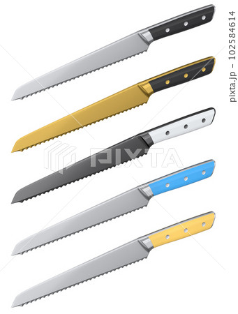 Chef's kitchen knife with a wooden handle isolated on white background. 102584614