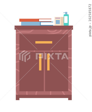 Wooden commode with drawers isolated on white background. Chest of drawers vector illustration Wooden commode with drawers isolated on white background. Chest of drawers vector illustration 102585872