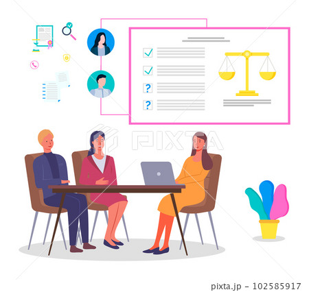 Businesswoman talking and working together in office. Partners lawyers meeting around the table 102585917