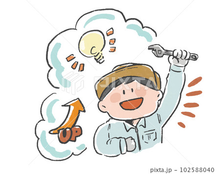 業績UPを目指す作業員の手描き風イラスト 102588040