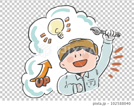 業績UPを目指す作業員の手描き風イラスト 102588040