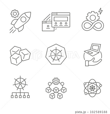 Kubernetes Development Environment Infographic Icon Set 102589188