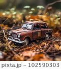 森にあるボロボロの車　「AI生成画像」 102590303