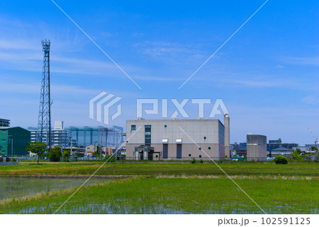 埼玉県三郷市大場川上流排水機場周辺の風景2023年5月 102591125
