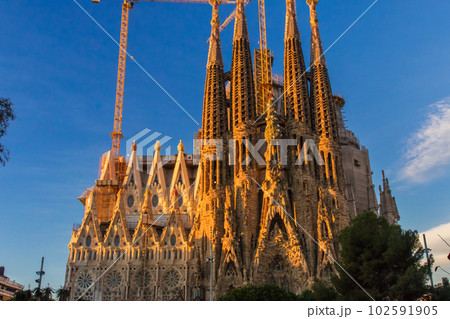 朝焼けのサグラダ・ファミリア(スペイン-バルセロナ) 102591905