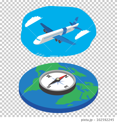 飛行機と地球とコンパス 102592245
