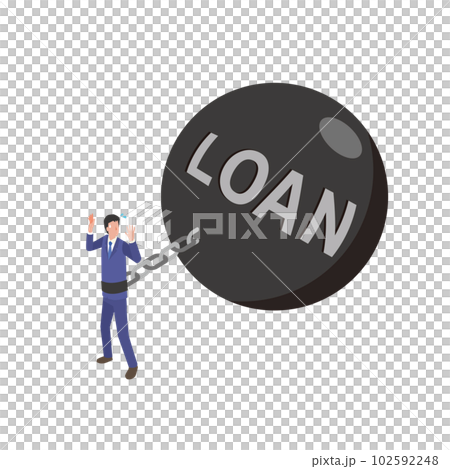 重いローンと繋がった男性 102592248