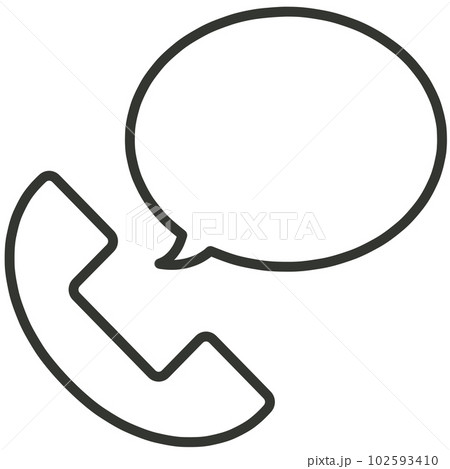 受話器と吹き出しのアイコン(線画) 受話器と吹き出しのアイコン(線画) 102593410