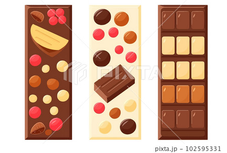 set vector illustration of chocolate white, brown and white with nuts isolated on white background 102595331