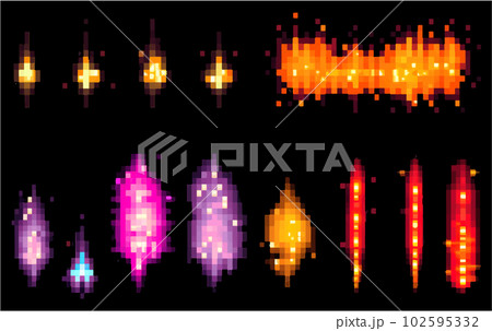 set vector pixel illustration of flash glow isolate on black background 102595332