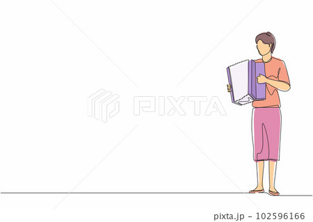 Single one line drawing woman musician playing accordion. Female performer plays acoustic musical instrument. Accordionist perform playing music instrument. Continuous line draw design graphic vector 102596166