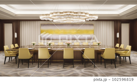 Timeless Elegance: Dining Room with Table, Upholstered Chairs, and Chandelier, Generative AI Timeless Elegance: Dining Room with Table, Upholstered Chairs, and Chandelier, Generative AI 102596819