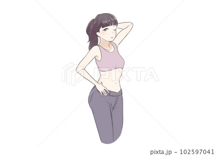 運動して健康的でスリムな体型を維持する女性 運動して健康的でスリムな体型を維持する女性 102597041