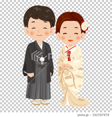 微笑的男人和女人,西式頭髮,純白 微笑的男人和女人,西式頭髮,純白 102597478