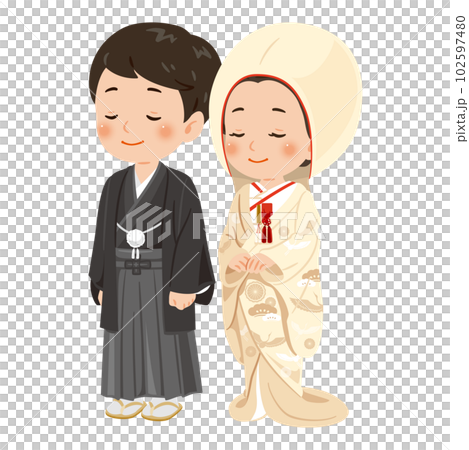 花嫁と花婿 和髪 綿帽子 花嫁と花婿 和髪 綿帽子 102597480