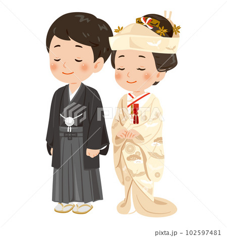 花嫁と花婿　和髪　角隠し 102597481