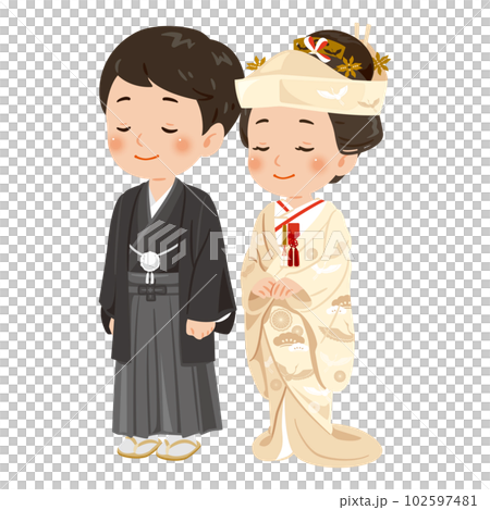 花嫁と花婿　和髪　角隠し 102597481