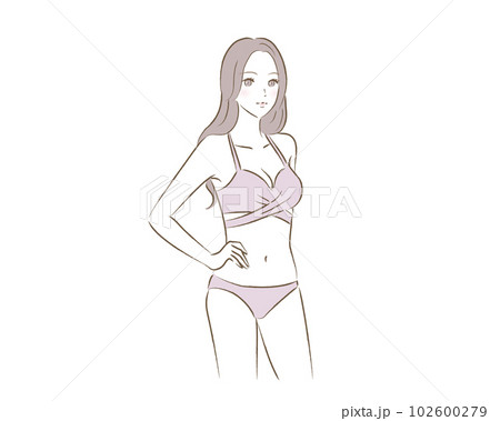 クロスビキニの若い女性のイラストのイラスト素材 [102600279] - PIXTA