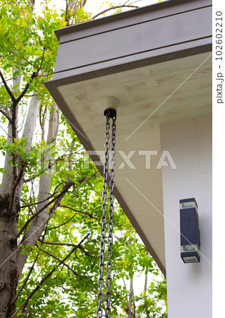 House rain gutter. Rain chains 102602210