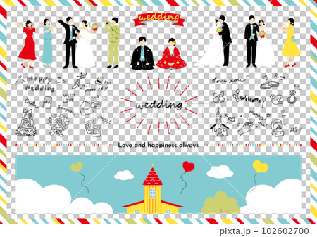 Illustration material collection that is easy to use for weddings Illustration material collection that is easy to use for weddings 102602700