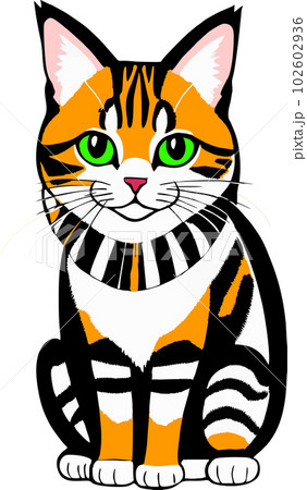 graphic drawing red cat with green eyes, logo graphic drawing red cat with green eyes, logo 102602936