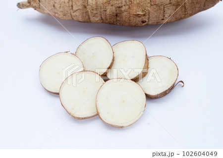 Cassava on a white background. Cassava on a white background. 102604049