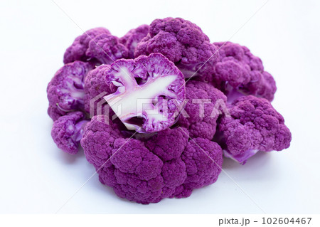 Purple cauliflower on white background. Purple cauliflower on white background. 102604467