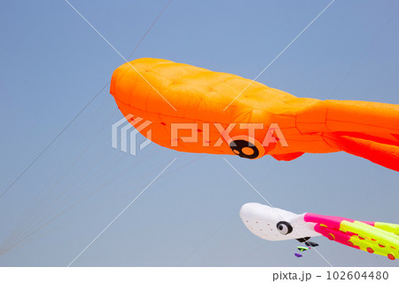 February 27, 2023 "Pattaya International Kite On The Beach 2023" Colorful kites dazzled in the sky. Many tourists enjoy to fly kites and look up. Pattaya beach, Chonburi, Thailand. February 27, 2023 "Pattaya International Kite On The Beach 2023" Colorful kites dazzled in the sky. Many tourists enjoy to fly kites and look up. Pattaya beach, Chonburi, Thailand. 102604480