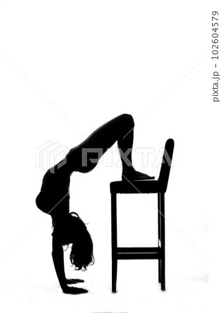 Silhouette of a sexy pole dancer isolated on white 102604579