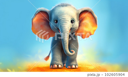 Cute little cartoon elephant - generative AI, AI generated 102605904