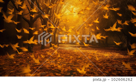 Autumn fall leaves background. Illustration AI Generative 102606262