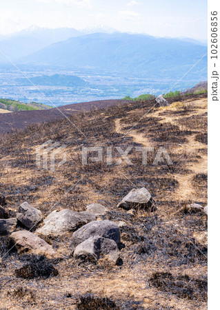 【災害イメージ】霧ケ峰高原の山火事跡【長野県】 【災害イメージ】霧ケ峰高原の山火事跡【長野県】 102606856