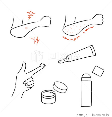 痒みと塗り薬のイラスト 102607619