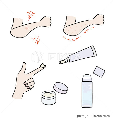 痒みと塗り薬のイラスト　カラー 102607620