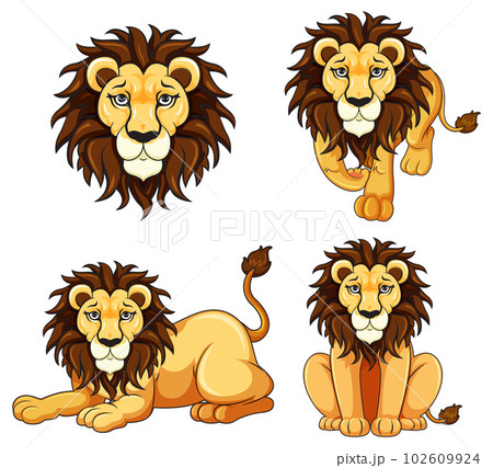 Set of lion cartoon in diffrent pose 102609924