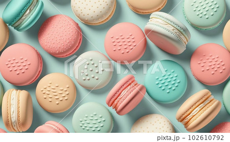 カラフルなマカロン お菓子 イラスト(AI生成画像) カラフルなマカロン お菓子 イラスト(AI生成画像) 102610792