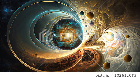 宇宙エネルギー　絵画　原画　多次元　異次元 異次元空間 宇宙 スピリチュアル イラスト アート（AI生成画像）の