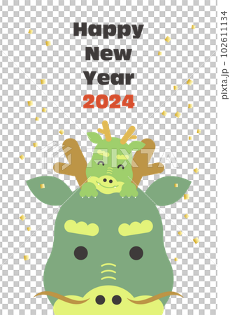 Dragon year's card template vector parent and child cute sexagenary cycle Dragon year's card template vector parent and child cute sexagenary cycle 102611134