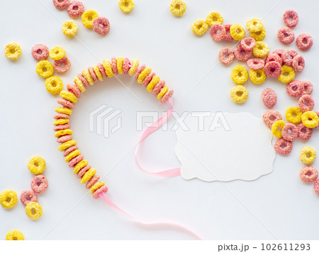 Bracelet made with froot ring shaped cereal for Mothers day Bracelet made with froot ring shaped cereal for Mothers day 102611293