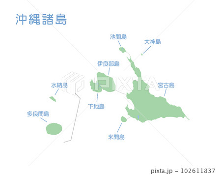 沖縄諸島の地図　宮古島～多良間島 102611837