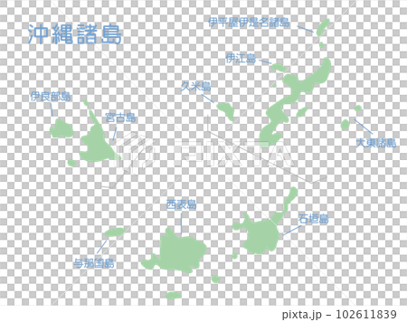 簡略化した沖縄諸島の地図イラスト 簡略化した沖縄諸島の地図イラスト 102611839