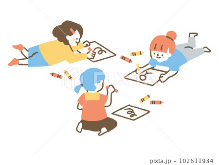 お絵描きをしている女の子_色 お絵描きをしている女の子_色 102611934