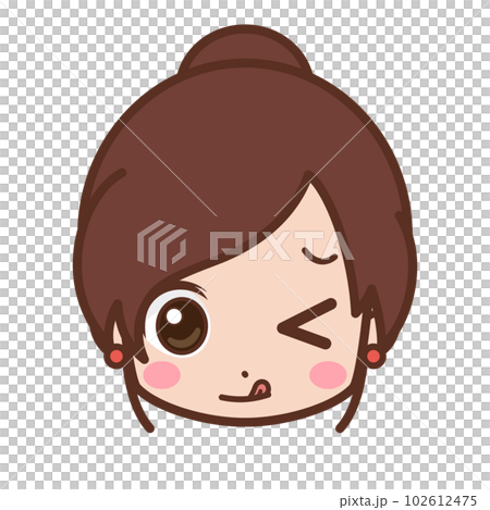 Face / facial expression icon (Tehepero / apologize / shy / cheat) / female / young [3] 102612475