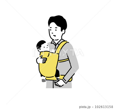 赤ちゃんをだっこする若い男性のイラスト、ベクター 102613158