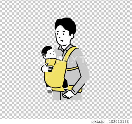 赤ちゃんをだっこする若い男性のイラスト、ベクター 102613158