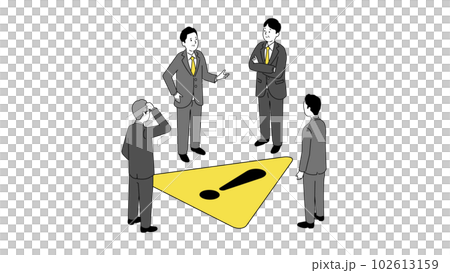 リスクについて話すビジネスチームのイラスト、ベクター 102613159