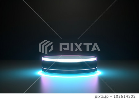 Futuristic Blank Podium for Product Display, 3D Rendering Pedestal. created with Generative AI Futuristic Blank Podium for Product Display, 3D Rendering Pedestal. created with Generative AI 102614505
