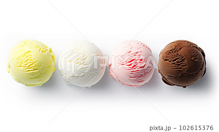 Single scoop of ice cream on white background. created with Generative AI 102615376