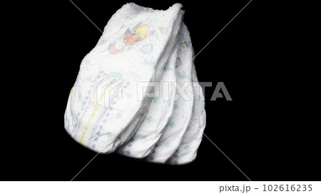 Baby diapers stacked each other on isolated background. Baby diapers stacked each other on isolated background. 102616235